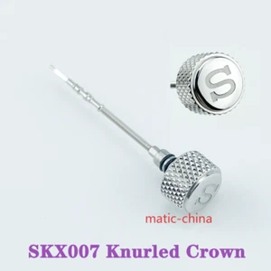 Fit 7S26 NH35/36 Mov't SKX007 Knurled Crown Signed ‘S’ Mod Parts Polished Finish - Picture 1 of 6