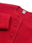 Lands End Womens Petite LS Button Front Wool Sweater/Cardigan Red Sz 12