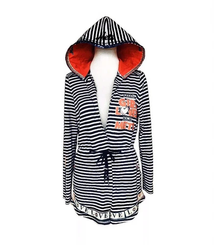 Women’s NEW YORK METS Blue/white Striped Sweater/jacket/cardigan W/sequin trim M Cover