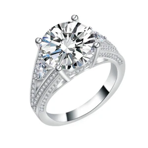 Anillo de compromiso moissanita de plata esterlina 925 5 quilates color D para mujer probador de pases - Imagen 1 de 10