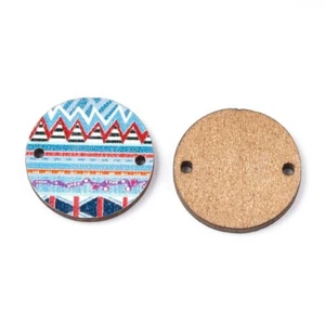 10pc Light Blue Boho Wood Circle Flat Connectors – 20mm x 2mm - Hole Size: 1.5mm - Picture 1 of 2