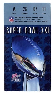 Super Bowl XXI 21 Ticket Broncos vs Giants Phil Simms MVP Excellent 90983 - Picture 1 of 2
