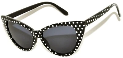 白色圆点黑色凯蒂耶太阳镜深灰色烟雾镜片女式 UVB UVA — 第 1/4 张图片