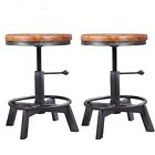 Set Of 2industrial Bar Stoolcounter Height Chairs Swivel Wooden Seat Adjustable 