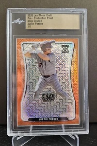 2020 Leaf Metal Draft Justin Foscue Pre-Production Proof 🔥 1/1 🔥 Mojo Orange - Picture 1 of 2