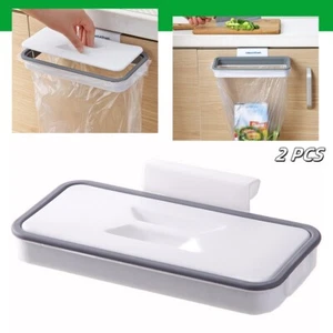 2Pcs Kitchen Over The Door Trash Bag Holder Portable Hanging Organizer w/Cover - Picture 1 of 20