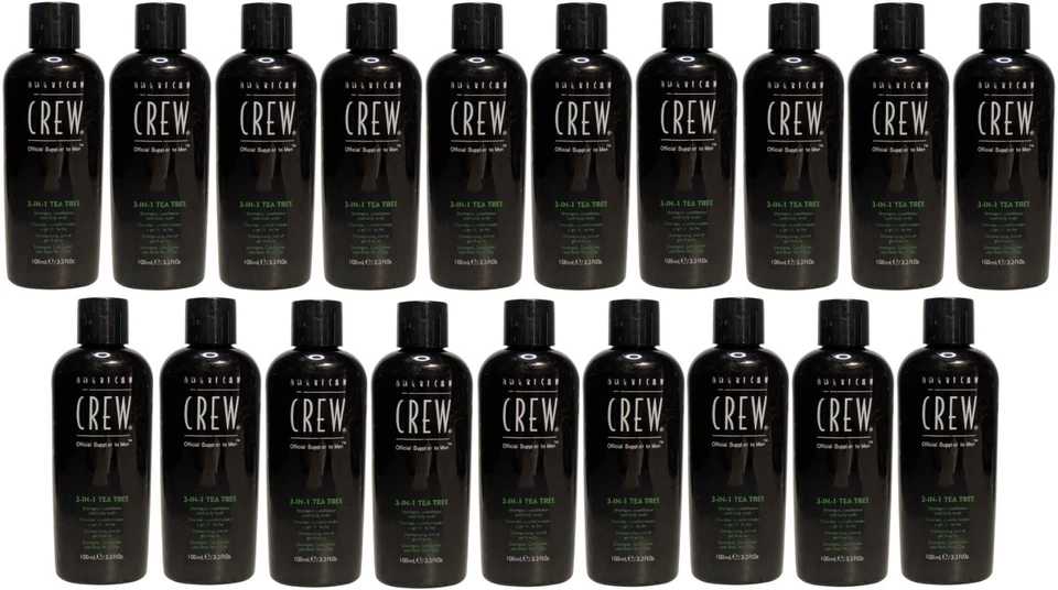 (19 Bottles) American Crew 3-in-1 Tea Tree Shampoo Conditioner Body Wash 3.3 oz - Image 1 of 3