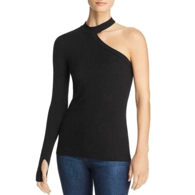 NWT LNA Clothing Womens Soph Black Ribbed One Shoulder Choker Top Shirt XL - Image 1 of 4