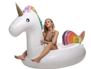 GIGI QUEEN ENFANTS GARÇONS FILLES LICORNE GONFLABLE CHAISE LONGUE PISCINE FLOTTEUR 160 x 85 cm - Photo 1/6