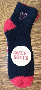 NUEVOS CALCETINES DULCES - 2 Pares Difusos - Negros con Corazón y Rayas - Hombres: 2-8 Mujeres: 4-10 - Imagen 1 de 3