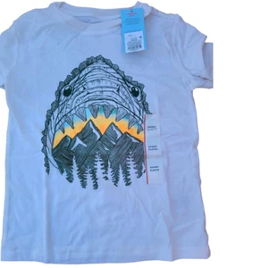 Boys' MED Shark Sketch Short Sleeve Graphic T-Shirt - Cream + Free Shipping - Picture 1 of 4