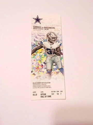 2019 Dallas Cowboys Tampa Bay Buccaneers NFL Football Full Ticket Stub Cover