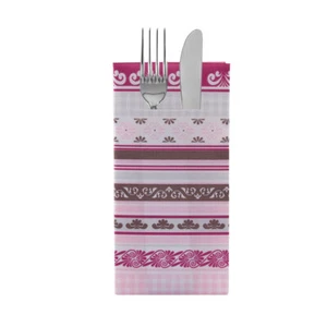 Besteckserviette Jule in Braun-Rosa aus Linclass® Airlaid 40 x 40 cm, 12 Stück - Bild 1 von 3