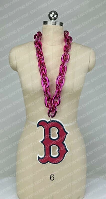 New MLB BOSTON RED SOX HOT PINK Jumbo Big Fan Chain Necklace Foam MI USA - Image 1 of 3