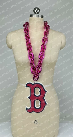 New MLB BOSTON RED SOX HOT PINK Jumbo Big Fan Chain Necklace Foam MI USA Cover