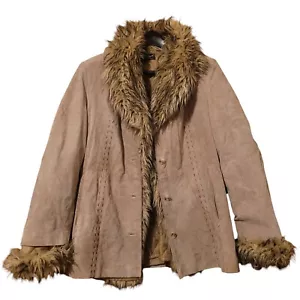Donatella Sport 90s Penny Lane Leather Coat - Removable Faux Fur Lining X-Large - Bild 1 von 15