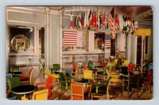 Vintage Linen View of Kugler's Restaurant, Flags, Philadelphia PA, Postcard X18