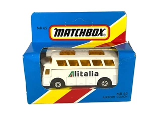 MB65 Matchbox Alitalia Airport Bus Coach ~ Sealed Blue Window Box 1981 Die Cast - Picture 1 of 5
