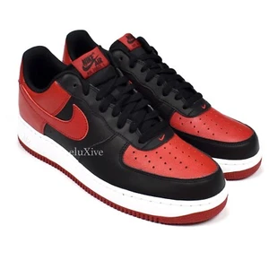 NWT Nike Air Force 1 Low Bred Black Gym Red Sneakers Men's 9.5 2016 AUTHENTIC - Picture 1 of 14