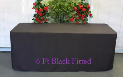 Trestle Table cover tablecloth Fitted Black fit 6 foot Table wedding reception - image 1 of 3