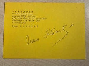 Autogramm IVAN KLANSKY-Pianist TSCHECHIEN-Klánský-Tschechische Philharmonie - Picture 1 of 1