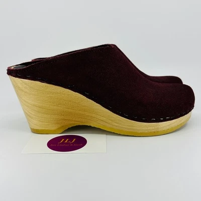 No. 6 Store Women's New School Burgundy Suede Wedge Wooden Clogs Size 37/ 7 US - Image 1 of 4