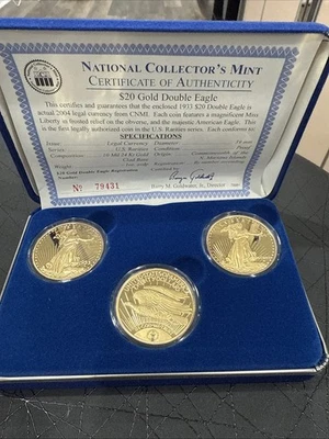 1933 GOLD DOUBLE EAGLE PROOF- COLLECTABLE UNCIRCULATED SET OF 3 - Image 1 of 3