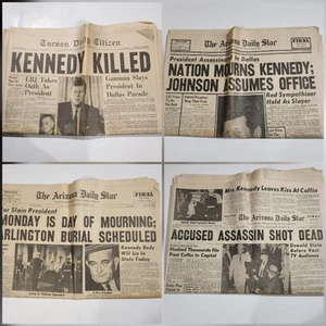 4 Newspapers on the 1963 President Kennedy JFK Assassination, Oswald Murder, Etc - Picture 1 of 10
