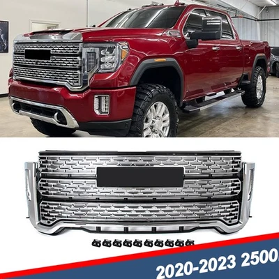 For 2020-2022 2023 GMC Sierra 2500HD 3500HD Chrome Front Grille W/O Camera Hole - Изображение 1 из 4