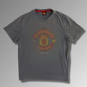 Camiseta De Colección Manchester United Grande Cresta Desteñida Gráfico Oficial Principios de 2000 - Imagen 1 de 7