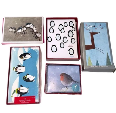 Lot Of 66 Papyrus Christmas Holiday Greeting Cards Birds Penguins Deer Themed - Image 1 of 4
