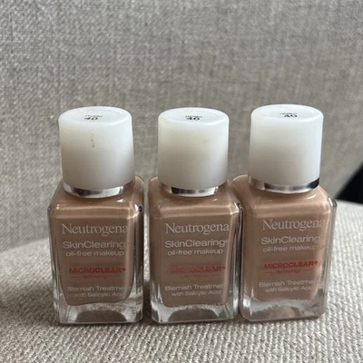 3 Pack Neutrogena SkinClearing Oil-Free Acne Fighting Foundation ~ 40 Nude- 1 oz - Image 1 of 3