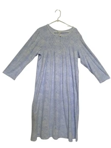 Miss Elaine Light Blue Paisley Cottagecore Nightgown With Pintuck Details & Butt - Picture 1 of 8