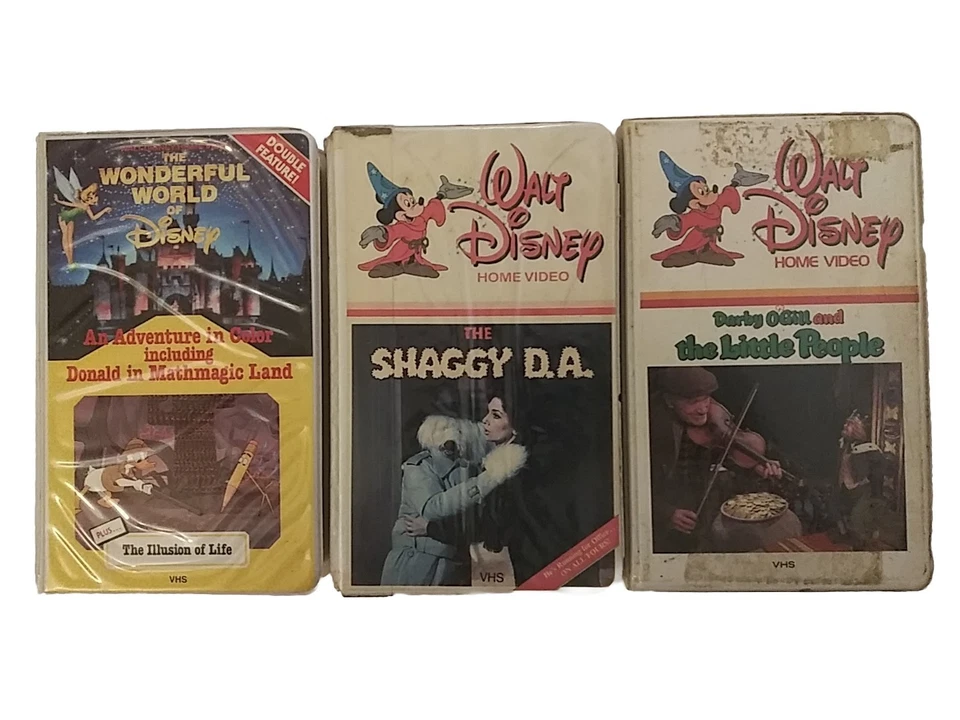 VHS LOT OF 3 WALT DISNEY HOME VIDEO SHAGGY DA DARBY O'GILL MATHMAGIC LAND RENTAL - Image 1 of 4