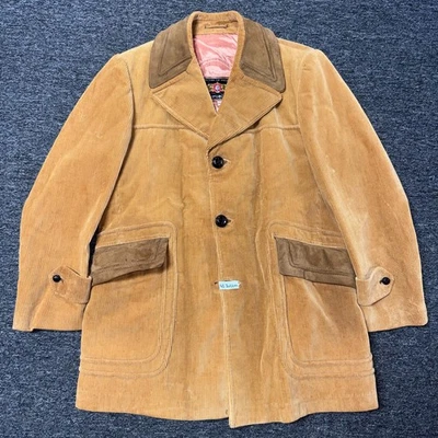 Vintage 70s Cortefiel Corduroy Trench Parka Coat Jacket Mens - Size 40 Brown - Image 1 of 4