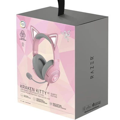 Razer Kraken Kitty V2 USB Headset with RGB Kitty Ears - Quartz - SEALED - Image 1 of 3