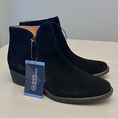 Botines de gamuza White Mountain Altos talla 9 M negros cremallera lateral tacón bloque nuevos con etiquetas Foto 1 de 4