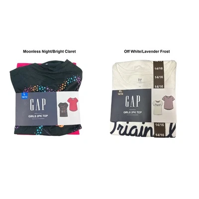 Paquete de 2 camisetas GAP para niñas manga corta suave gráfico logotipo recortado espalda Foto 1 de 2