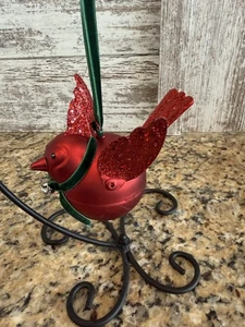 Roter Kardinal Vogel Ganzmetall große Jingle Bell hängende Ornament - Bild 1 von 9