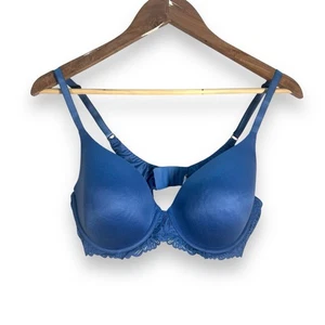 Sujetador Aerie Real Sunnie Cobertura Completa Azul Ligeramente Forrado Flor Encaje Talla 36D - Imagen 1 de 6