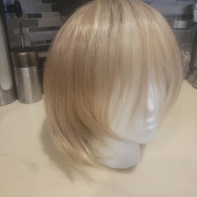 Peruca de cabelo castanho claro com destaques loiros claros nova com etiquetas bob bangs retos 12" - Imagem 1 de 4