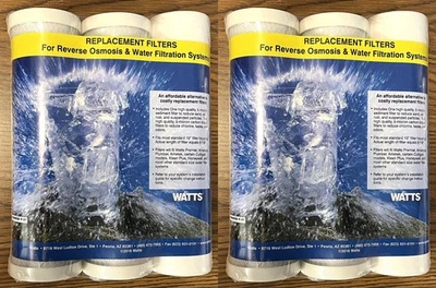 6 Replacement WATER FILTERS (2) P3-PK  P-3P Watts Premier, 2 sediment + 4 carbon - Image 1 of 2