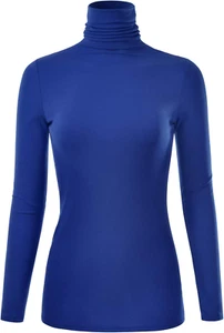 Women'S Long Sleeve Turtleneck Light Weight Pullover Slim Fit T-Shirts Top Sweat - Picture 1 of 12