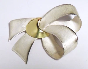 PIN/broche de arco vintage J. GABRIEL 2,5" MODERNISTA ORO MACIZO 18K/esterlina 925 - Imagen 1 de 4