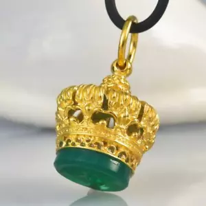 Ciondolo Oro Vermiglio Argento Sterling Calcedonio Catena Timbro Corona 10.96 G - Foto 1 di 12