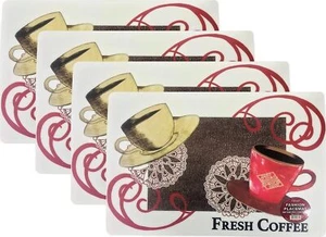 Sturdy Foam Placemat Fresh Coffee Pattern Set of 4 Non-Slip Kitchen Table Dec... - Picture 1 of 2