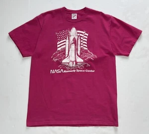 Vintage NASA Kennedy Space Center T-Shirt Size Large Pink USA Made - Picture 1 of 5