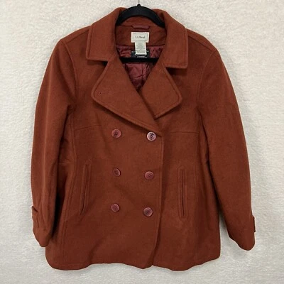 L.L. Bean 经典羊羔毛 Bellandi Peacoat 女式 1X 红色双排扣全新无标签 — 第 1/4 张图片