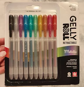 10 Sakura Metallic Glitter Gel Pens Gelly Roll Retractable Medium Point ‎5 - Picture 1 of 2