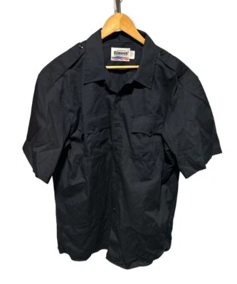 Nueva Camisa Azul Manga Corta Negra Talla 2XL Hecha en EE. UU. Foto 1 de 3
